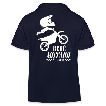 bébé motard à bord moto motocross - Polo enfant bio Stanley/Stella - bleu marine - Dos