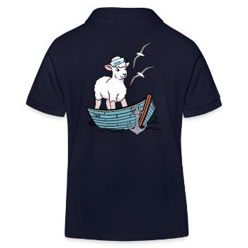 Moin maritim Schaf Boot Schafe Küste Boot - Kinder Organic Poloshirt Mini Sprinter von Stanley/Stella - Navy - Hinten