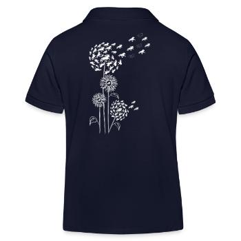 Pusteblume mit Blüte und Tölt Weiss - Kinder Organic Poloshirt Mini Sprinter von Stanley/Stella - Navy - Hinten
