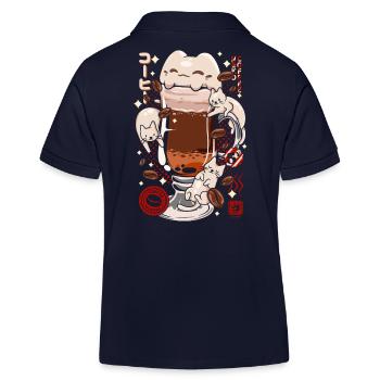 Japon catpuccino coffee cat - Café - Polo enfant bio Stanley/Stella - bleu marine - Dos