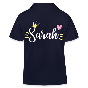 Couronne de nom de Sarah - Polo enfant bio Stanley/Stella - bleu marine - Dos