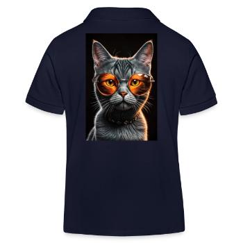 Katze mit einer stylischen Sonnenbrille - Kinder Organic Poloshirt Mini Sprinter von Stanley/Stella - Navy - Hinten