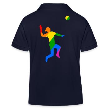 Saut arc-en-ciel au volleyball - Polo enfant bio Stanley/Stella - bleu marine - Dos