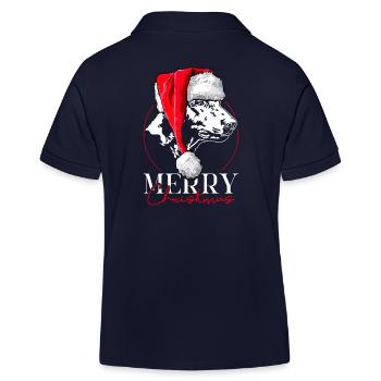 Santa Curly Coated Retriever Merry Christmas Dogs - Kids Organic Polo Shirt by Stanley/Stella - navy - Back