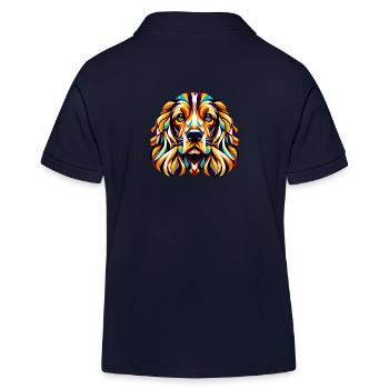 Geometric Cocker Spaniel: Symphony of Shapes - Kids Organic Polo Shirt by Stanley/Stella - navy - Back