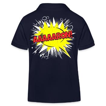 Aaron Name Funny Speech Bubble Aaaaaron! - Kids Organic Polo Shirt by Stanley/Stella - navy - Back