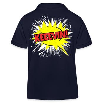 Kevin Name Funny Speech Bubble Keeevin! - Kids Organic Polo Shirt by Stanley/Stella - navy - Back