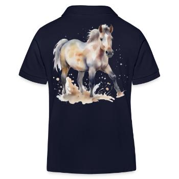 Cheval Chevaux Cavalier Cavalier Poney Fille - Polo enfant bio Stanley/Stella - bleu marine - Dos
