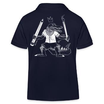 Kreativ-Krokodil mit Stift und Pinsel - Kinder Organic Poloshirt Mini Sprinter von Stanley/Stella - Navy - Hinten