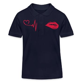 Lips Pulse Icon heartbeat love - Polo enfant bio Stanley/Stella - bleu marine - Devant