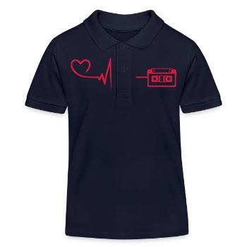 Cassette Pulse Heart Love - Polo enfant bio Stanley/Stella - bleu marine - Devant