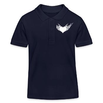 Feuerherz / Fire Heart 1c - Kinder Organic Poloshirt Mini Sprinter von Stanley/Stella - Navy - Vorne