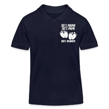 50% Mama 50% papa 100% Wunder-Schwangerschaft-Baby - Kinder Organic Poloshirt Mini Sprinter von Stanley/Stella - Navy - Vorne