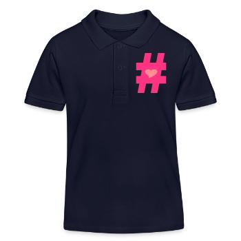 ❤I Love Hashtag-Hashtag Symbol Vector Design❤ - Kids Organic Polo Shirt by Stanley/Stella - navy - Front