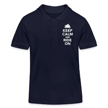 Keep calm and ride on - Kids Organic Polo Shirt by Stanley/Stella - navy - Front