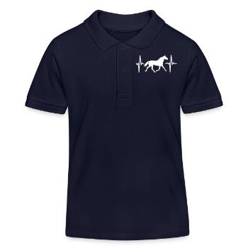 Mon cœur bat pour les chevaux ! - Polo enfant bio Stanley/Stella - bleu marine - Devant