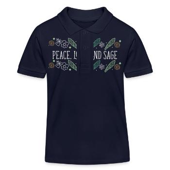 Peace Love And Sage Smudge Sticks Healing Burning - Kids Organic Polo Shirt by Stanley/Stella - navy - Front