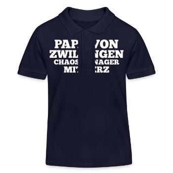 Dad of twins - Kids Organic Polo Shirt by Stanley/Stella - navy - Front