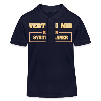 Funny System Planner - Kids Organic Polo Shirt by Stanley/Stella - navy - Front