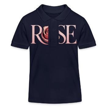 Rose - Logo botanique cool - Polo enfant bio Stanley/Stella - bleu marine - Devant