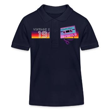 Vintage Music & Nostalgic Birthday - Vintage - Kids Organic Polo Shirt by Stanley/Stella - navy - Front