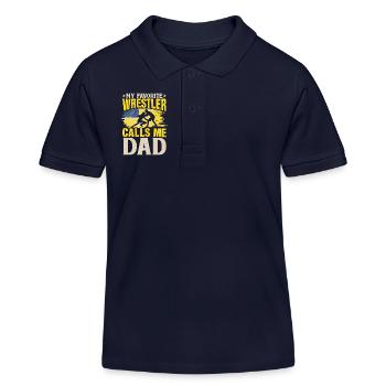 Mon lutteur préféré m’appelle papa - Polo enfant bio Stanley/Stella - bleu marine - Devant