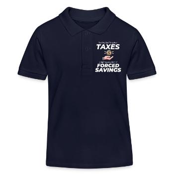 Tax Laughs: Finding Humor in Forced Savings Funny - Kids Organic Polo Shirt by Stanley/Stella - navy - Front