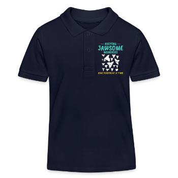 Shark Teeth Collector Fossil Hunting Paleontology - Kids Organic Polo Shirt by Stanley/Stella - navy - Front