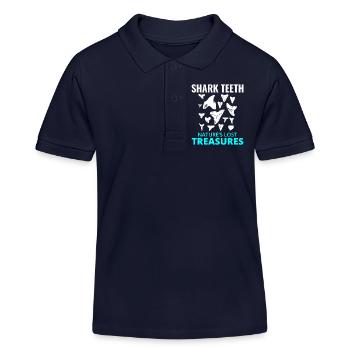 Shark Teeth Collector Fossil Hunting Paleontology - Kids Organic Polo Shirt by Stanley/Stella - navy - Front