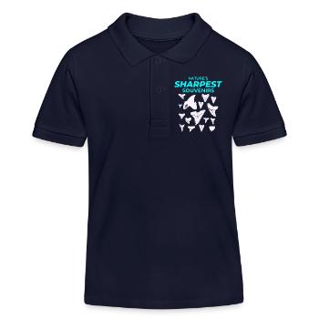 Shark Teeth Collector Fossil Hunting Paleontology - Kids Organic Polo Shirt by Stanley/Stella - navy - Front