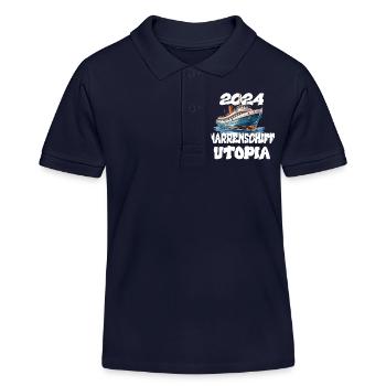 Narrenschiff Utopia, Zitat von Franz Josef Strauß - Kinder Organic Poloshirt Mini Sprinter von Stanley/Stella - Navy - Vorne