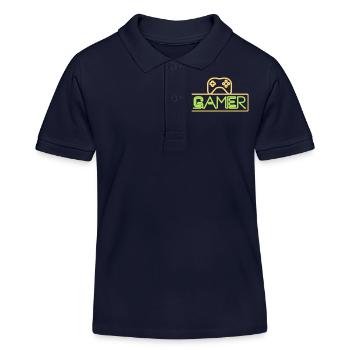 Gamer Neon - Polo enfant bio Stanley/Stella - bleu marine - Devant