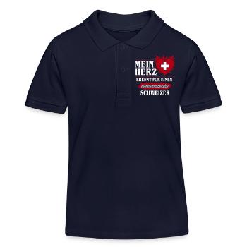 SCHWEIZER - MEIN HERZ BRENNT - Kinder Organic Poloshirt Mini Sprinter von Stanley/Stella - Navy - Vorne
