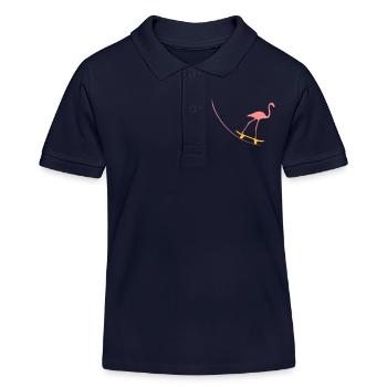 Flamingo auf Skateboard - Kinder Organic Poloshirt Mini Sprinter von Stanley/Stella - Navy - Vorne