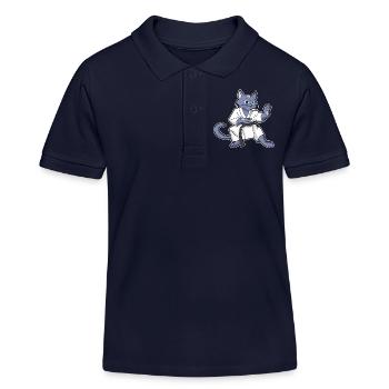Katze Miau Miez Karate - Kinder Organic Poloshirt Mini Sprinter von Stanley/Stella - Navy - Vorne