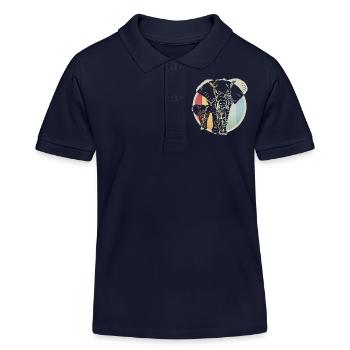 Éléphant rétro coloré - Polo enfant bio Stanley/Stella - bleu marine - Devant