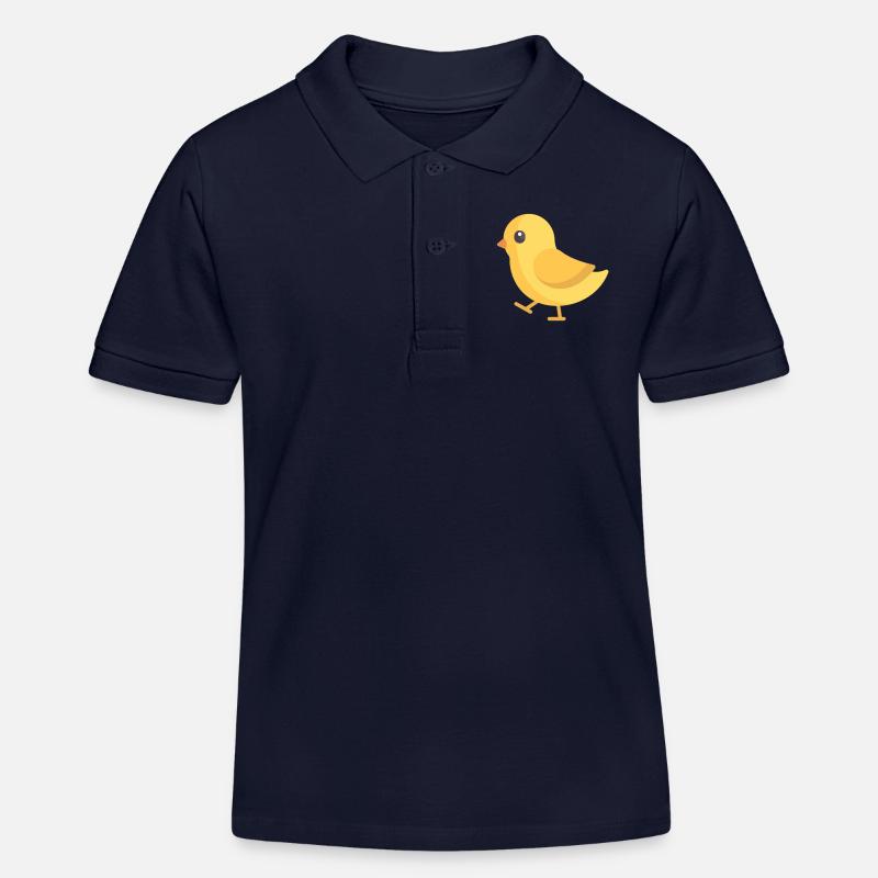 poussin jaune en cours d'exécution - Polo enfant bio Stanley/Stella - bleu marine