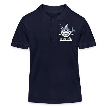 Kuschel Hai - Free Hugs - Gratis Umarmung - 3C - Kinder Organic Poloshirt Mini Sprinter von Stanley/Stella - Navy - Vorne