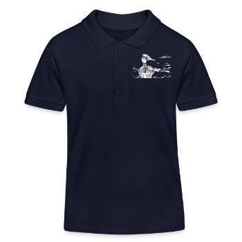 Vintage Haubentaucher schwimmend auf Fluss - Kinder Organic Poloshirt Mini Sprinter von Stanley/Stella - Navy - Vorne