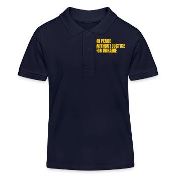 No peace without justice for ukraine - Kids Organic Polo Shirt by Stanley/Stella - navy - Front