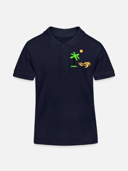 Palmier crabe - Polo enfant bio Stanley/Stella - bleu marine