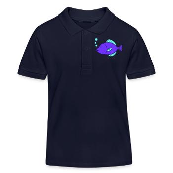 Fish Comic - Kids Organic Polo Shirt by Stanley/Stella - navy - Front