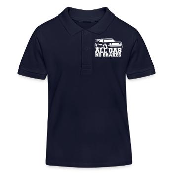 All Gas No Brakes Spruch Liebe Rennauto Fahren - Kinder Organic Poloshirt Mini Sprinter von Stanley/Stella - Navy - Vorne