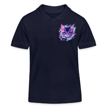 Kosmische Katze - Kinder Organic Poloshirt Mini Sprinter von Stanley/Stella - Navy - Vorne