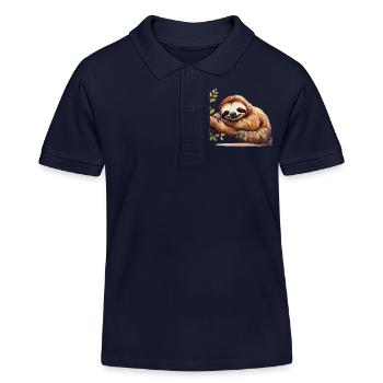 Sloth - Kids Organic Polo Shirt by Stanley/Stella - navy - Front