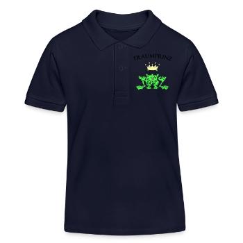 Prince Charming Frog King - Kids Organic Polo Shirt by Stanley/Stella - navy - Front