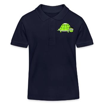 Cute Turtle Cute DJ Party Music Animal - Kids Organic Polo Shirt by Stanley/Stella - navy - Front