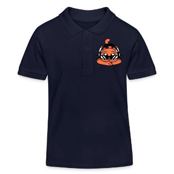 Cool DJ Cat Cute Kitten Pet Party Fun - Kids Organic Polo Shirt by Stanley/Stella - navy - Front