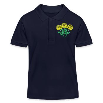 Roses jaunes - Polo enfant bio Stanley/Stella - bleu marine - Devant