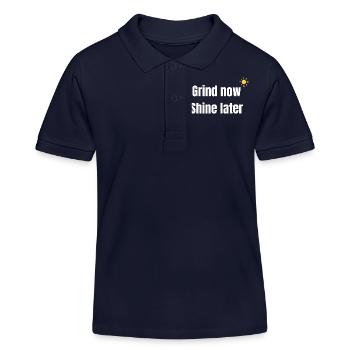 Arbeite Jetzt strahlen später - Kinder Organic Poloshirt Mini Sprinter von Stanley/Stella - Navy - Vorne